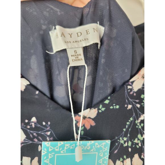 Hayden Los Angeles Women's Blue Floral Print V Neck Smock Waist Maxi Dress Sz S - Picture 8 of 8